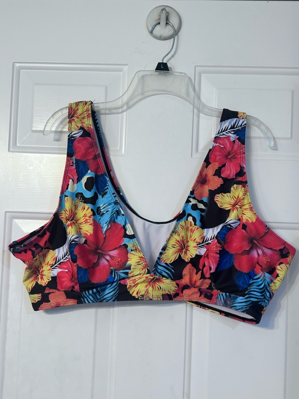 Plus size tropical bikini top, Shein size 4X